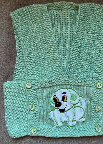 Kız Çocuk Yeşil Örgü Triko Süveter - Görsel 2