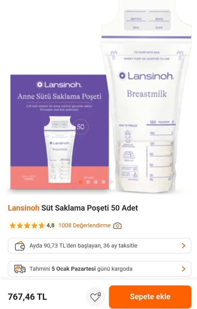 Lansinoh Anne Sütü Saklama Poşeti 50'li - Görsel 2