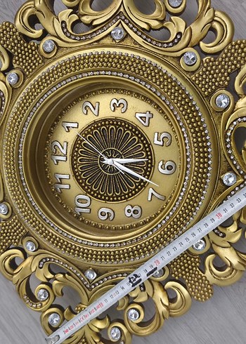 Parlak Altın Renkli Duvar Saati - Görsel 5