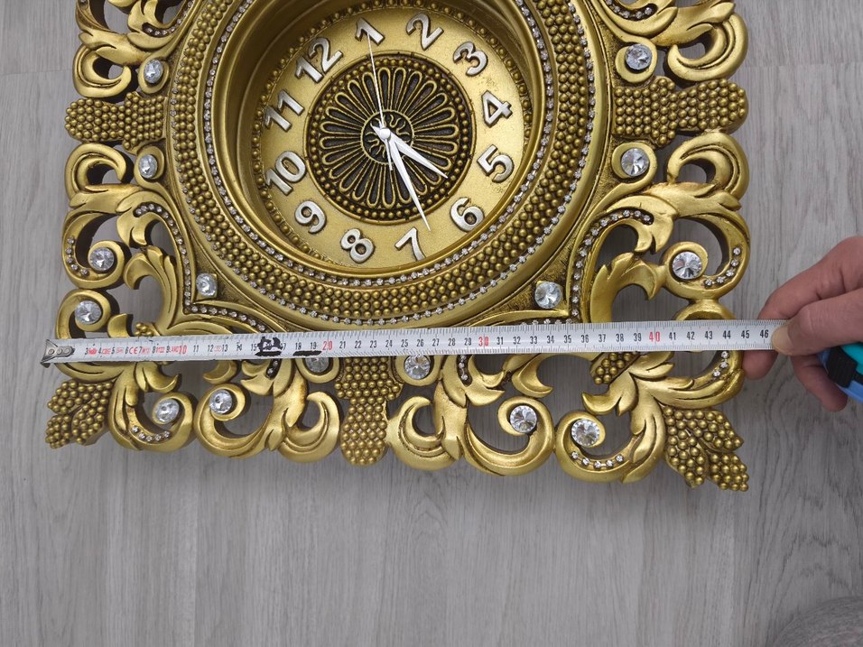 Parlak Altın Renkli Duvar Saati - Görsel 4