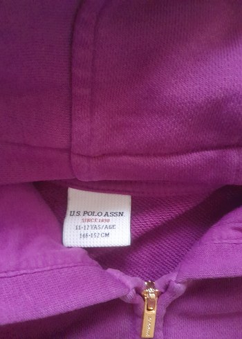 Kız Çocuk Mor Kapüşonlu Fermuarlı Sweatshirt - Görsel 3