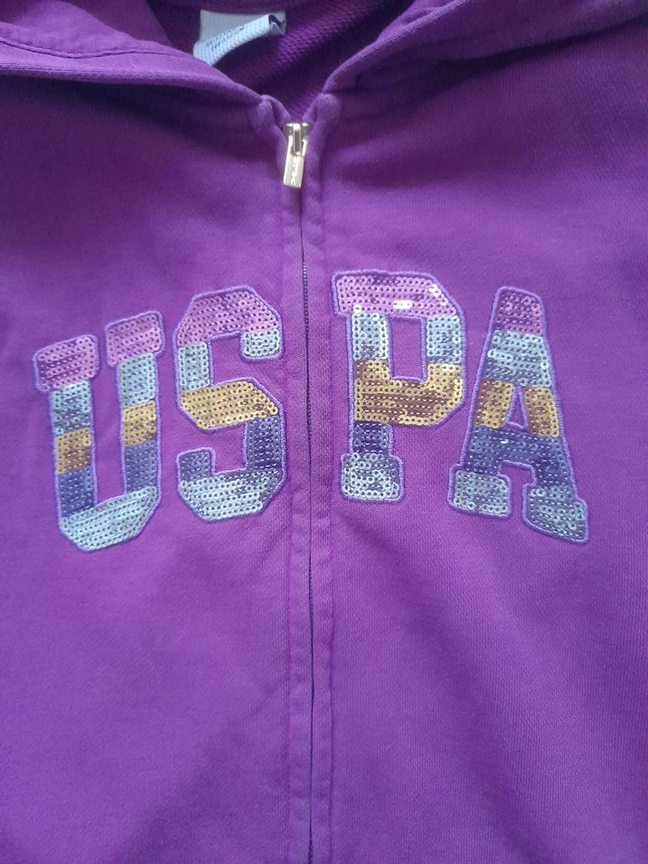 Kız Çocuk Mor Kapüşonlu Fermuarlı Sweatshirt - Görsel 2