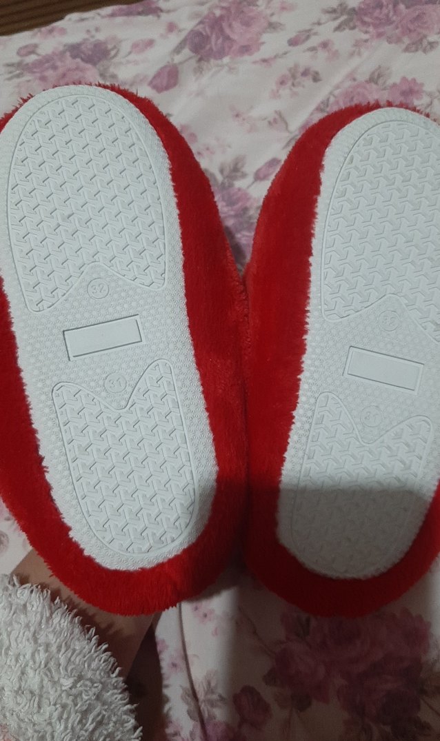 Çocuk Kırmızı Nakışlı Sıcak Ev Terliği - Görsel 3