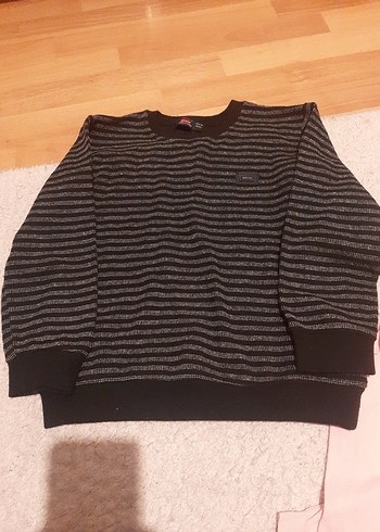 Gri Çizgili Erkek Çocuk Triko Sweatshirt - Görsel 3