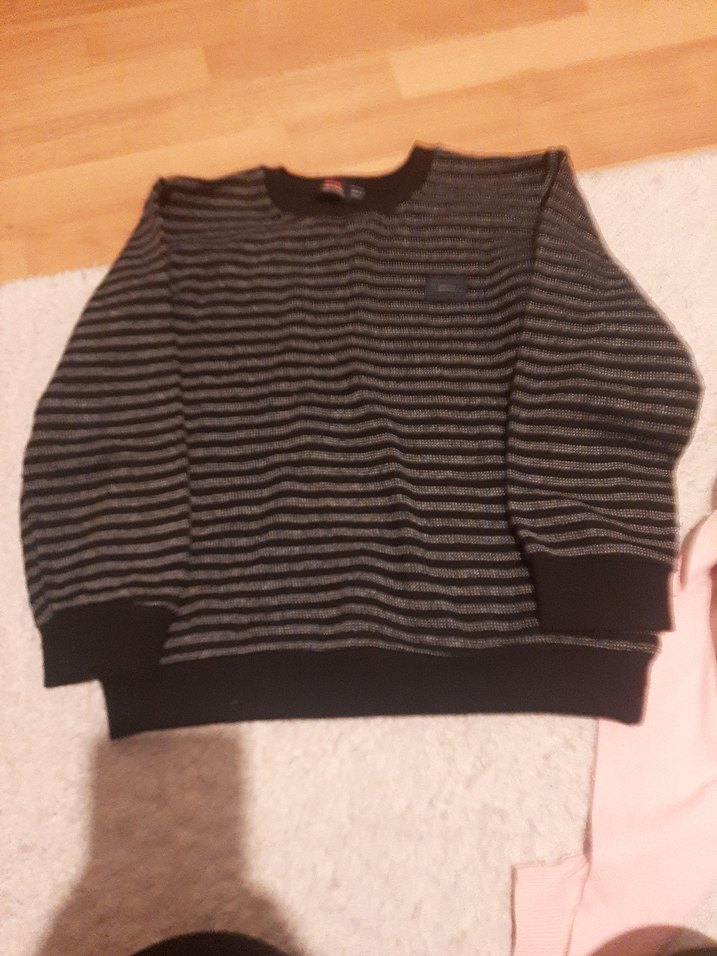 Gri Çizgili Erkek Çocuk Triko Sweatshirt - Görsel 4