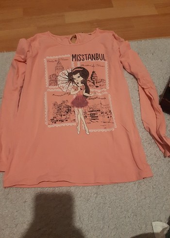 Kız Çocuk Pembe Uzun Kollu Baskılı Tişört - Görsel 2