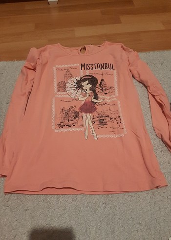 Kız Çocuk Pembe Uzun Kollu Baskılı Tişört - Görsel 3