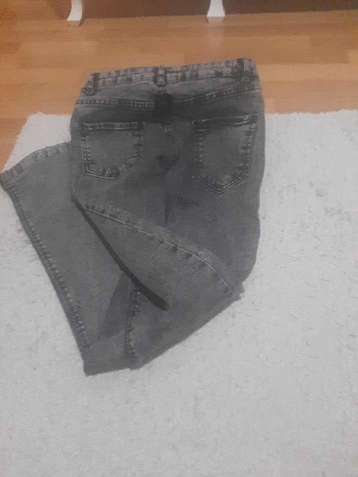 Gri Midi Boy Kadın Denim Pantolon - Görsel 2
