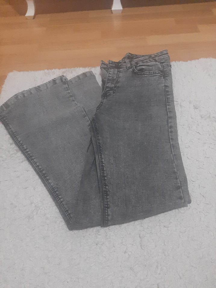 Gri Midi Boy Kadın Denim Pantolon - Görsel 3