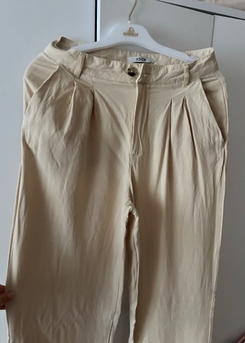 38 Beden Bej Keten Pantolon