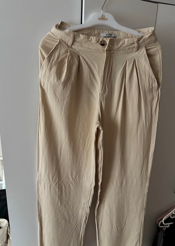 38 Beden ten rengi Renk Bej Keten Pantolon