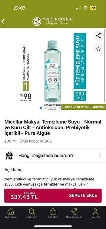 Yves rocher hiç açılmamış tonik