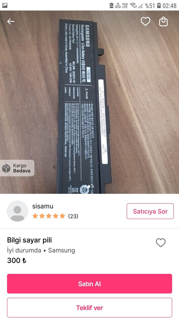 Samsung Bilgisayar Pili Siyah - Görsel 2