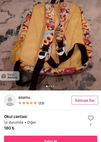 Renkli Sarı Çocuk Okul Çantası - Görsel 2