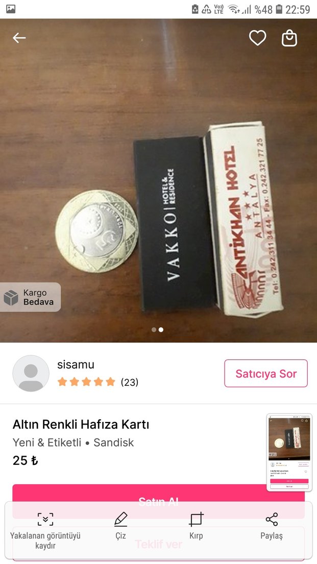 Altın Renkli Hafıza Kartı Sandisk - Görsel 2