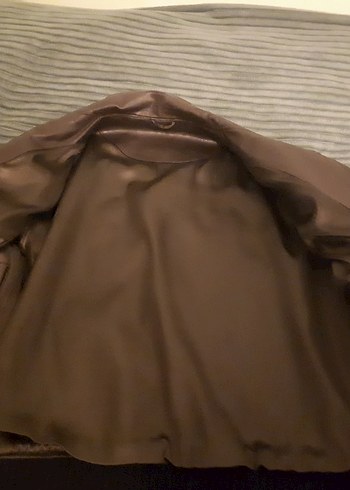 Kahverengi Deri Biker Ceket - Görsel 2