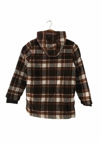 Kahverengi Ekose Desenli Kaşe Kaban - Görsel 3