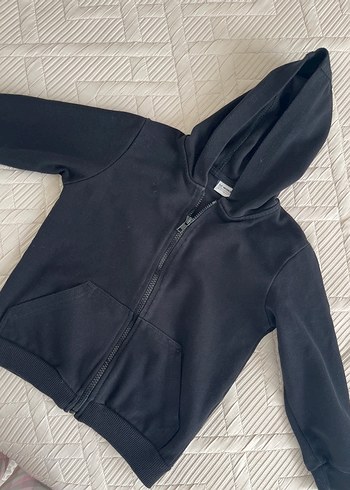 Erkek Çocuk Siyah Kapüşonlu Fermuarlı Sweatshirt - Görsel 2