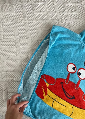 Kapüşonlu Mavi Çocuk Bornozu - Görsel 4