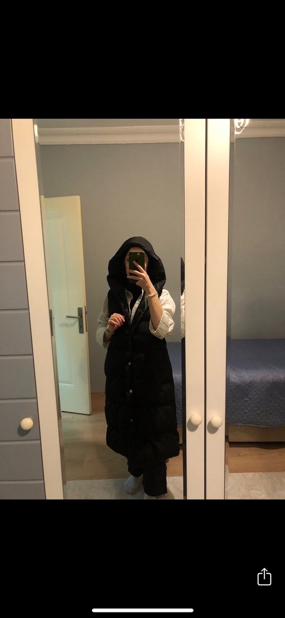 Siyah Uzun Kadın Yelek - Görsel 3