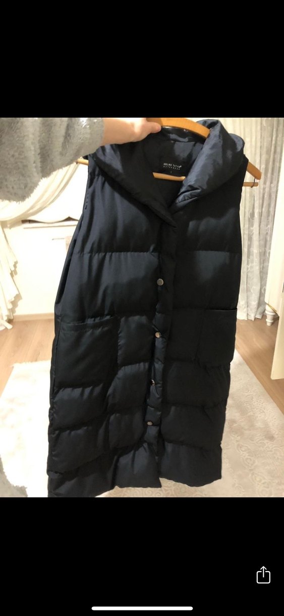 Siyah Uzun Kadın Yelek - Görsel 2