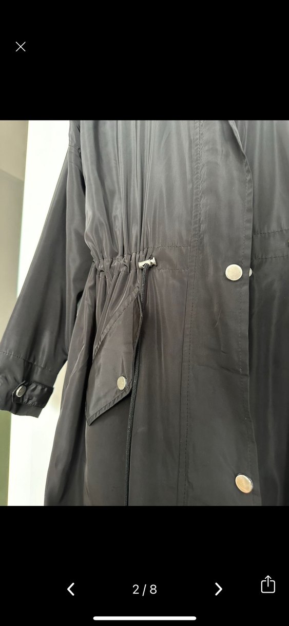 Siyah Düğmeli Uzun Kadın Trençkot - Görsel 5