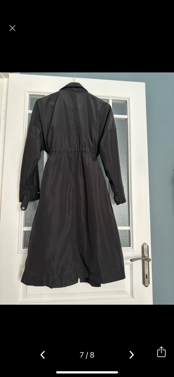 Siyah Düğmeli Uzun Kadın Trençkot - Görsel 2