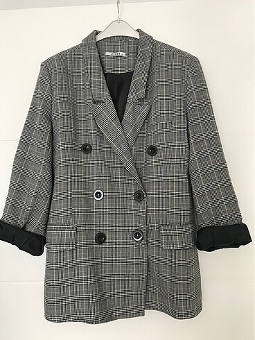 Vintage çizgili blazer çeket