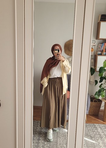 Sade ve Rahat haki Uzun Etek - Görsel 3