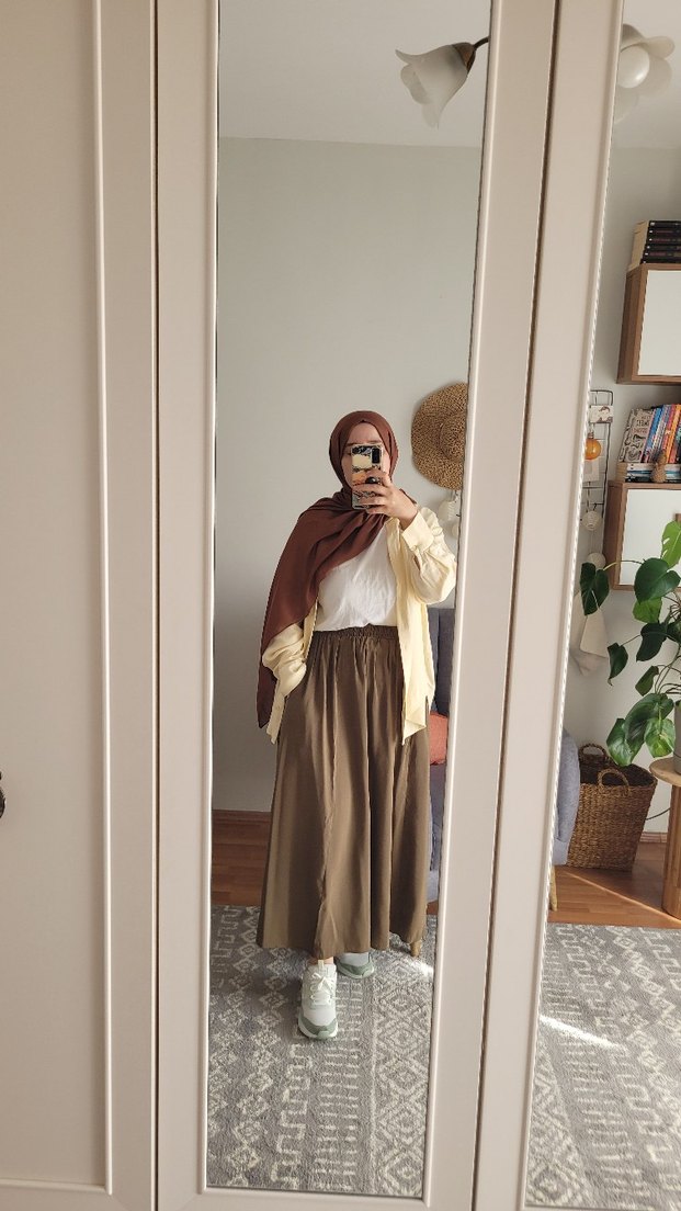 Sade ve Rahat haki Uzun Etek - Görsel 3