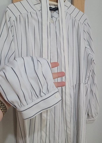 LC WAİKİKİ MODEST ELBİSE Gri Çizgili Uzun Kollu - Görsel 3