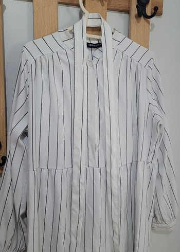 LC WAİKİKİ MODEST ELBİSE Gri Çizgili Uzun Kollu - Görsel 2