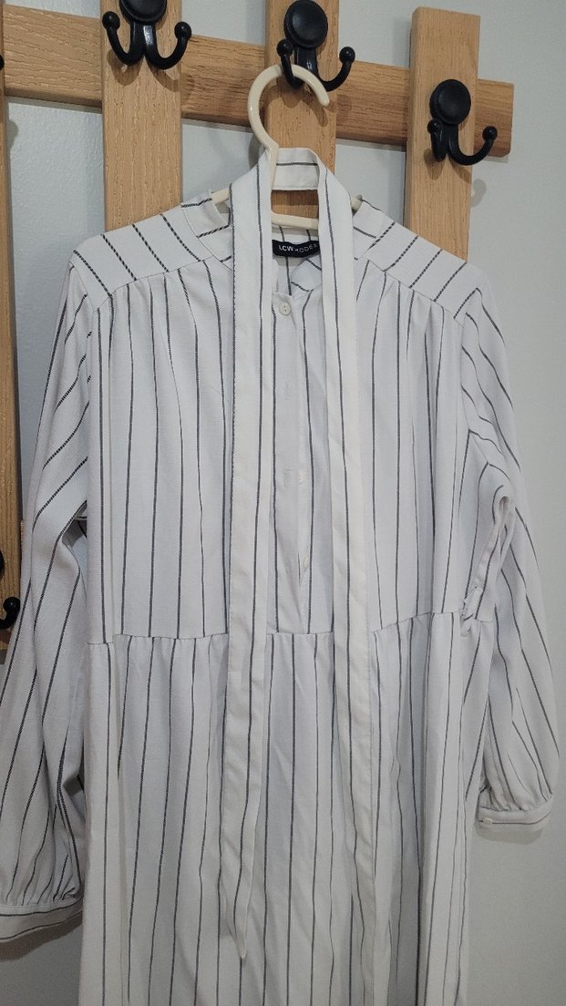 LC WAİKİKİ MODEST ELBİSE Gri Çizgili Uzun Kollu - Görsel 2