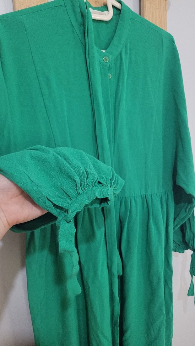 HOOOPSTORE Yeşil Uzun Keten Elbise L BEDEN MANUKA FAHHAR - Görsel 5