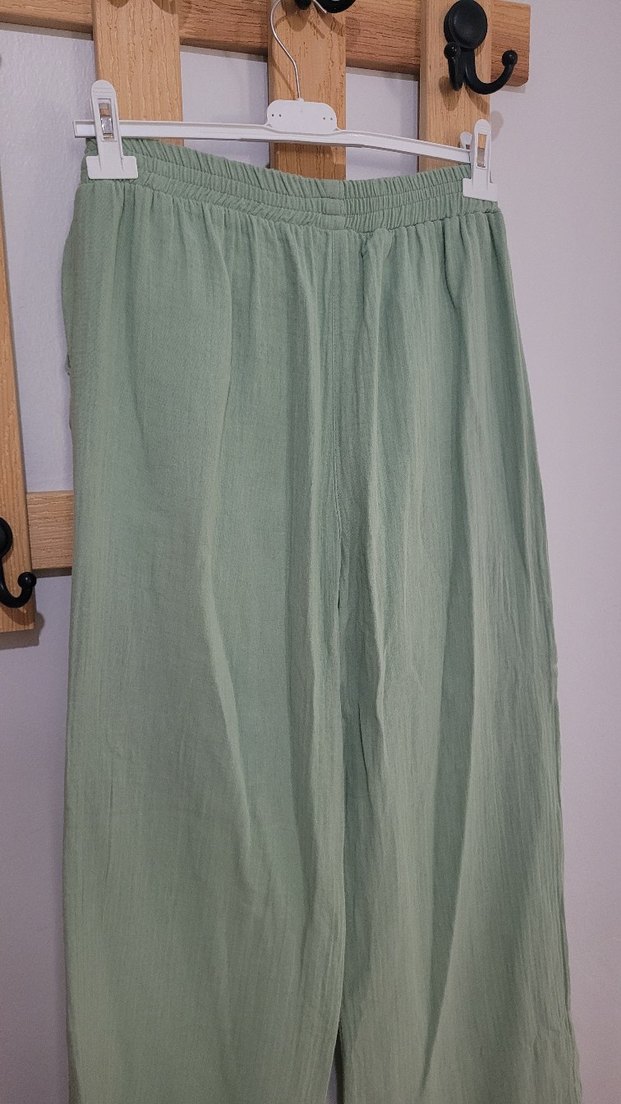 Yeşil Bol Kesim MÜSLİN Pantolon manuka fahhar minik terzi suud - Görsel 3