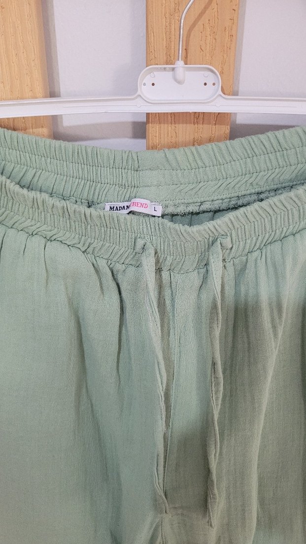 Yeşil Bol Kesim MÜSLİN Pantolon manuka fahhar minik terzi suud - Görsel 5