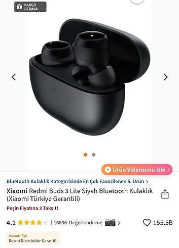 Redmi Buds 3 Lite Siyah Bluetooth Kulaklık
