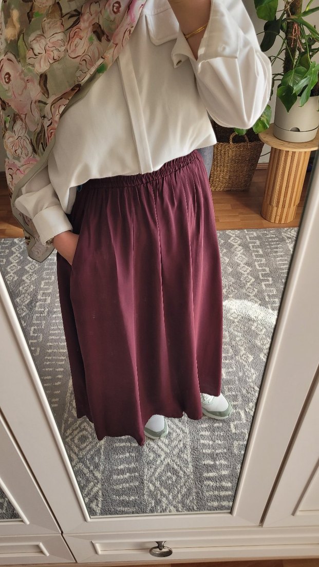 Bordo Uzun TENSEL KUMAŞ ETEK - Görsel 4