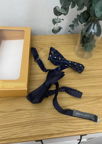 Koyu Mavi Desenli ve Düz papyon - Görsel 2