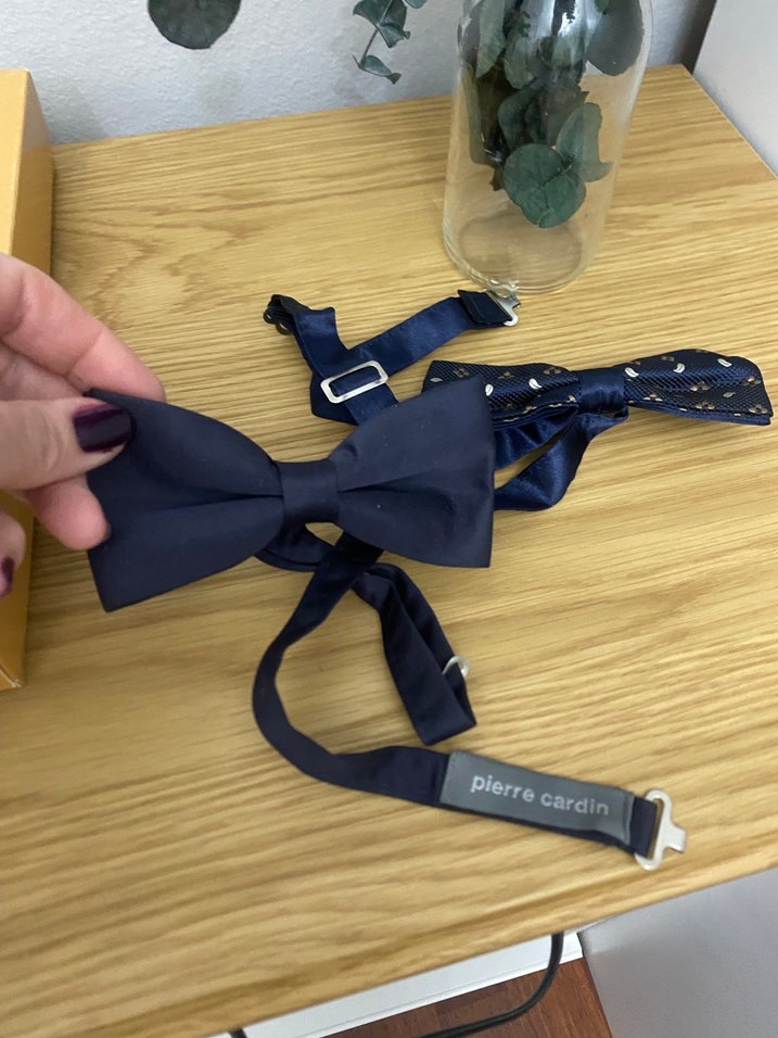 Koyu Mavi Desenli ve Düz papyon - Görsel 3