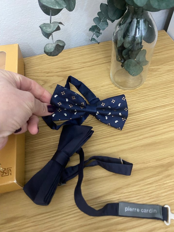 Koyu Mavi Desenli ve Düz papyon - Görsel 4