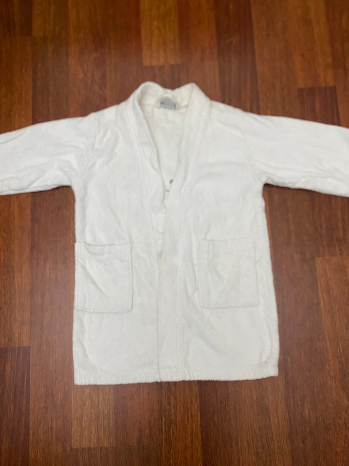 Beyaz Baskılı Kız Çocuk Bornozu - Görsel 5