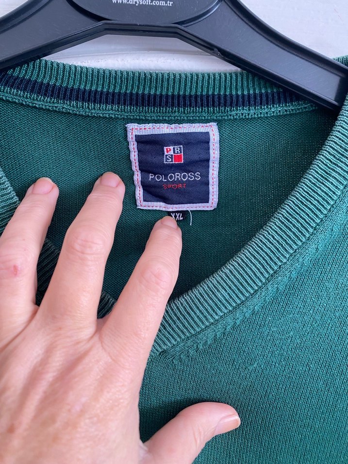 Erkek Yeşil V Yaka Triko Kazak - Görsel 4