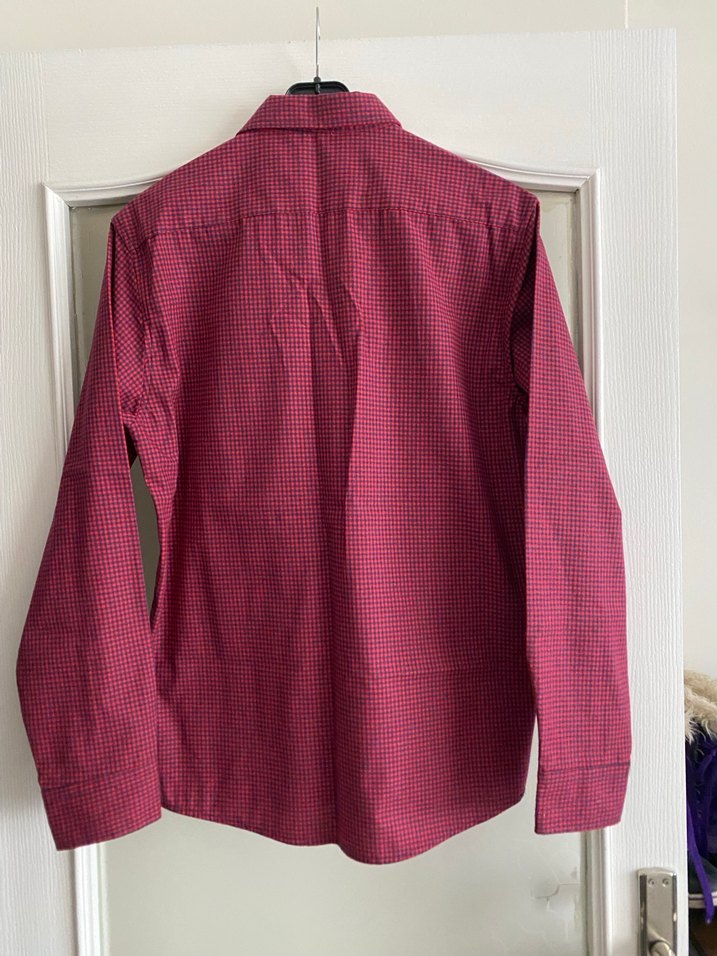 Bordo Erkek Uzun Kollu Düğmeli Gömlek - Görsel 2