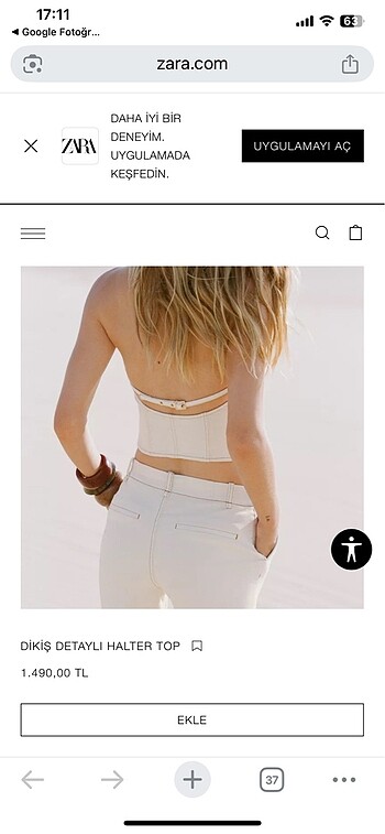xs Beden Zara dikis detayli halter top