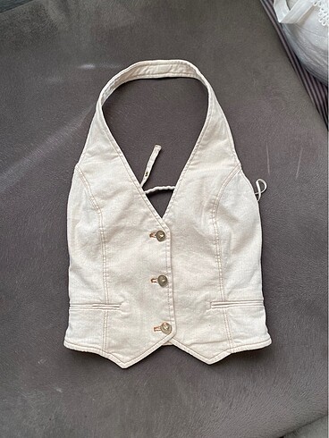 xs Beden ten rengi Renk Zara dikis detayli halter top