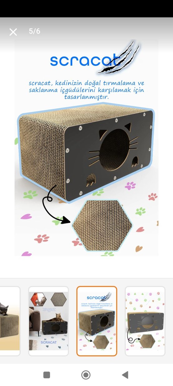 Gri Kedi Tırmalama Kutusu ve Oyun Alanı - Görsel 2