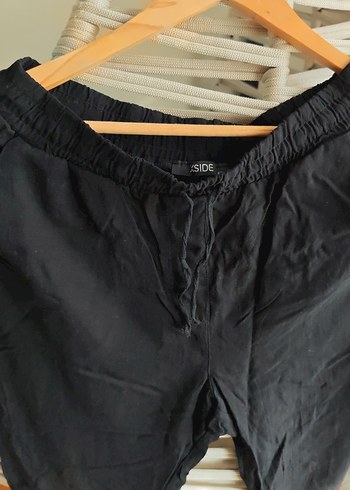 Havuç kesim düz keten karışımlı pantolon - Görsel 2