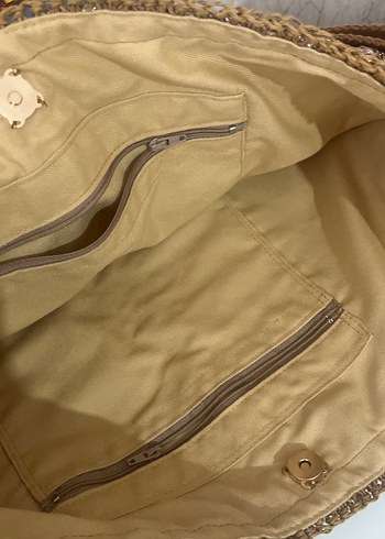 Bohem Tarzı Örgü Kahverengi Kadın Çanta - Görsel 3