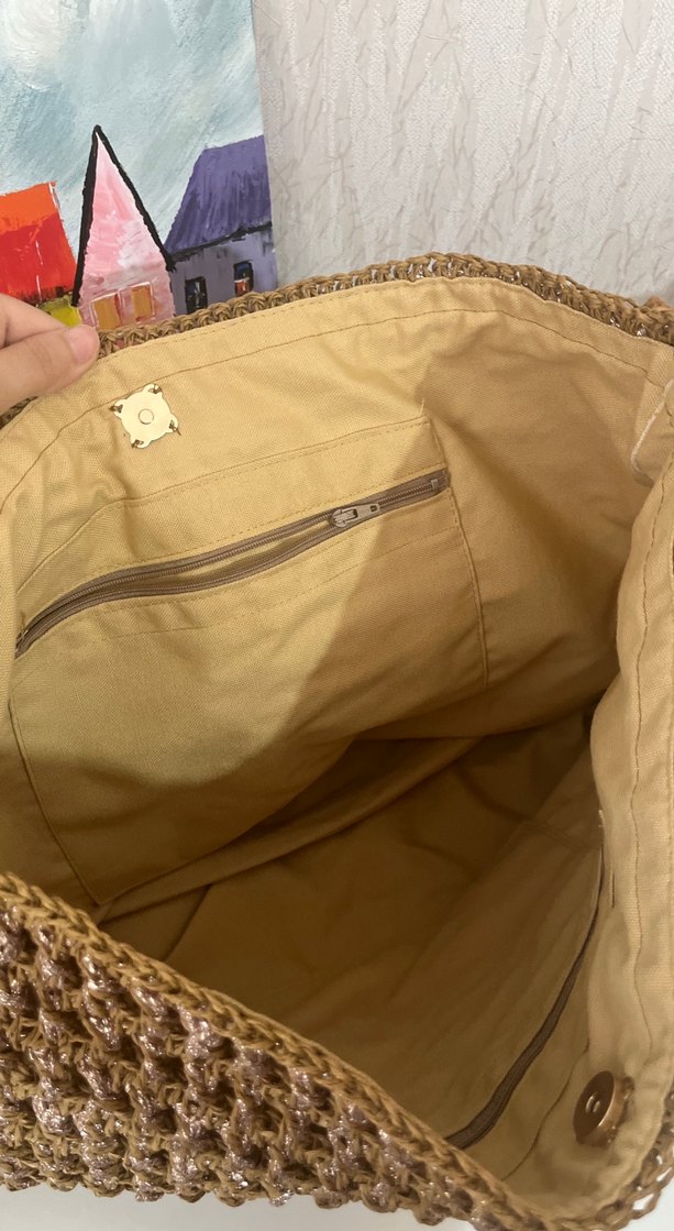 Bohem Tarzı Örgü Kahverengi Kadın Çanta - Görsel 2